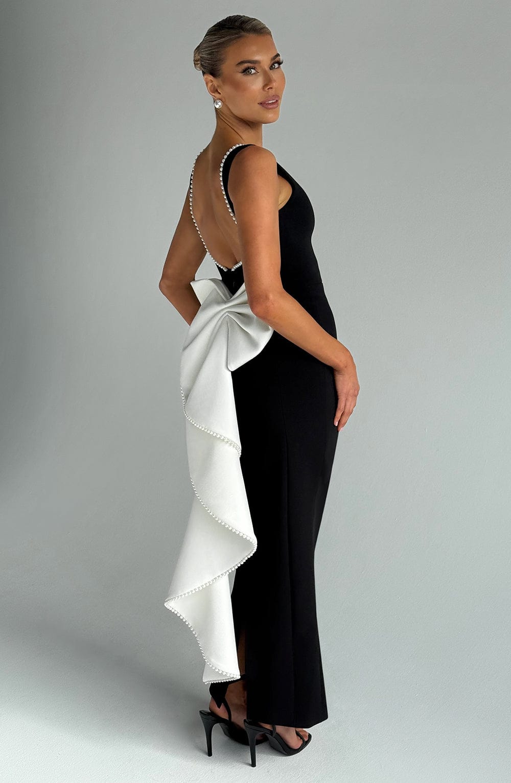 Vestido Midaxi Lana - Negro/Blanco