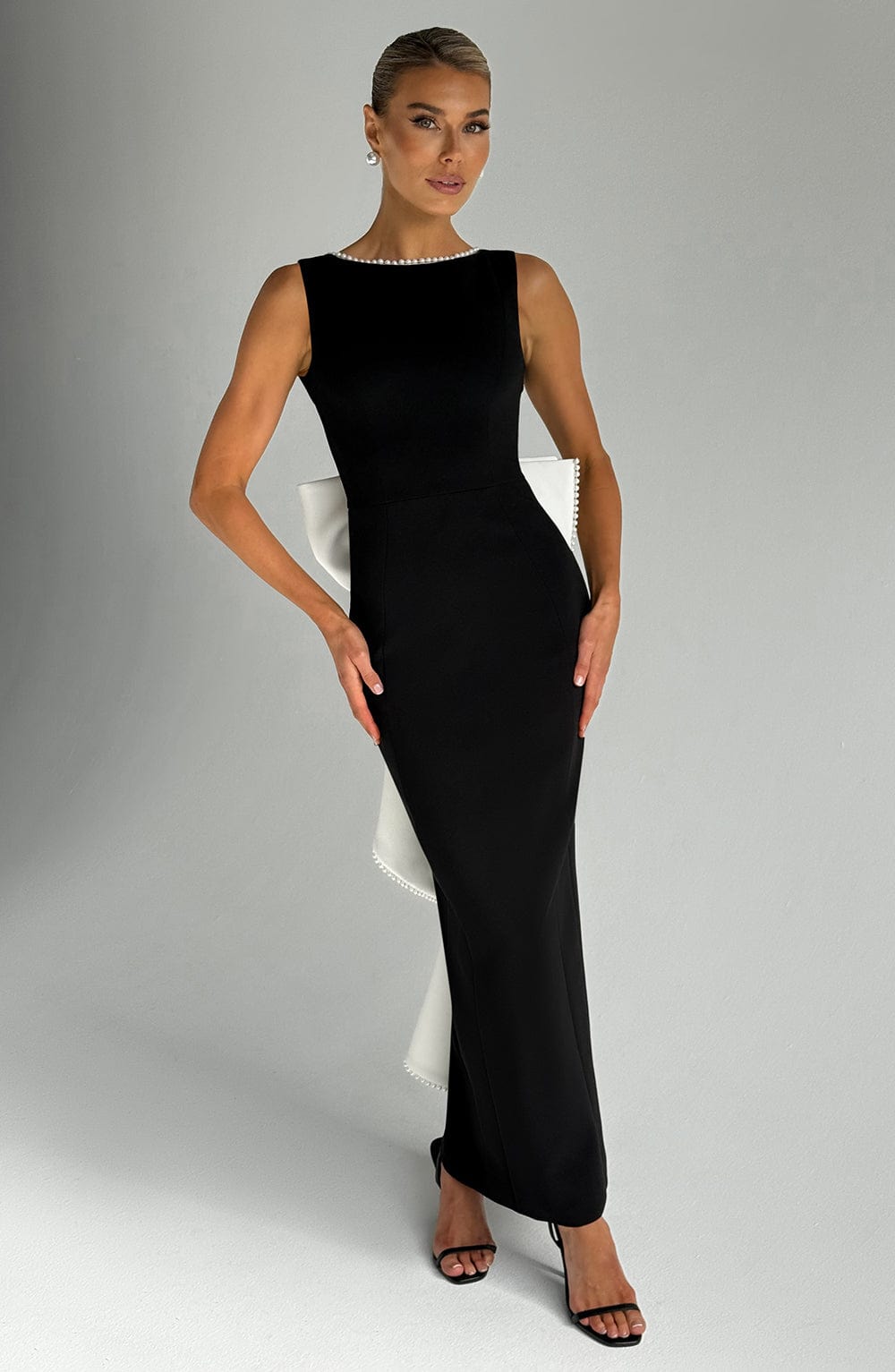 Vestido Midaxi Lana - Negro/Blanco