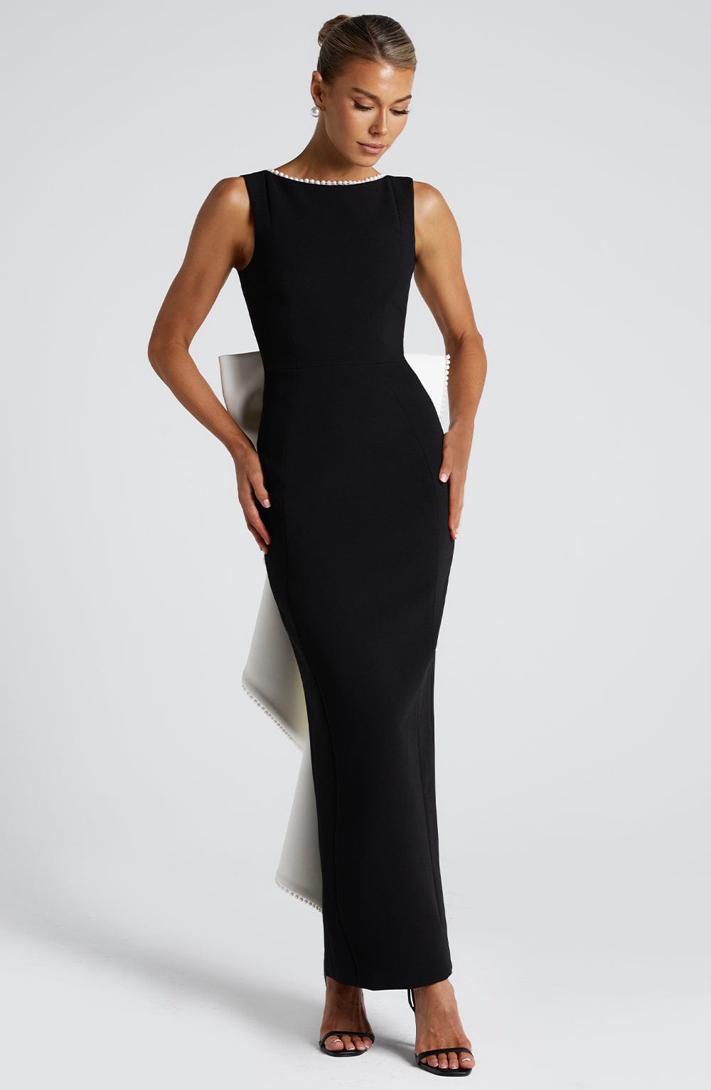 Vestido Midaxi Lana - Negro/Blanco