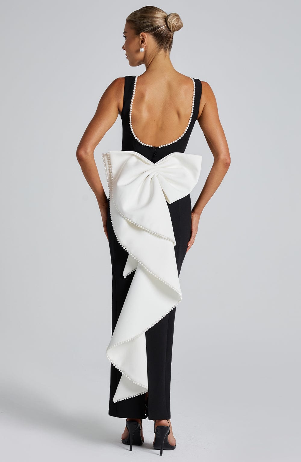 Vestido Midaxi Lana - Negro/Blanco